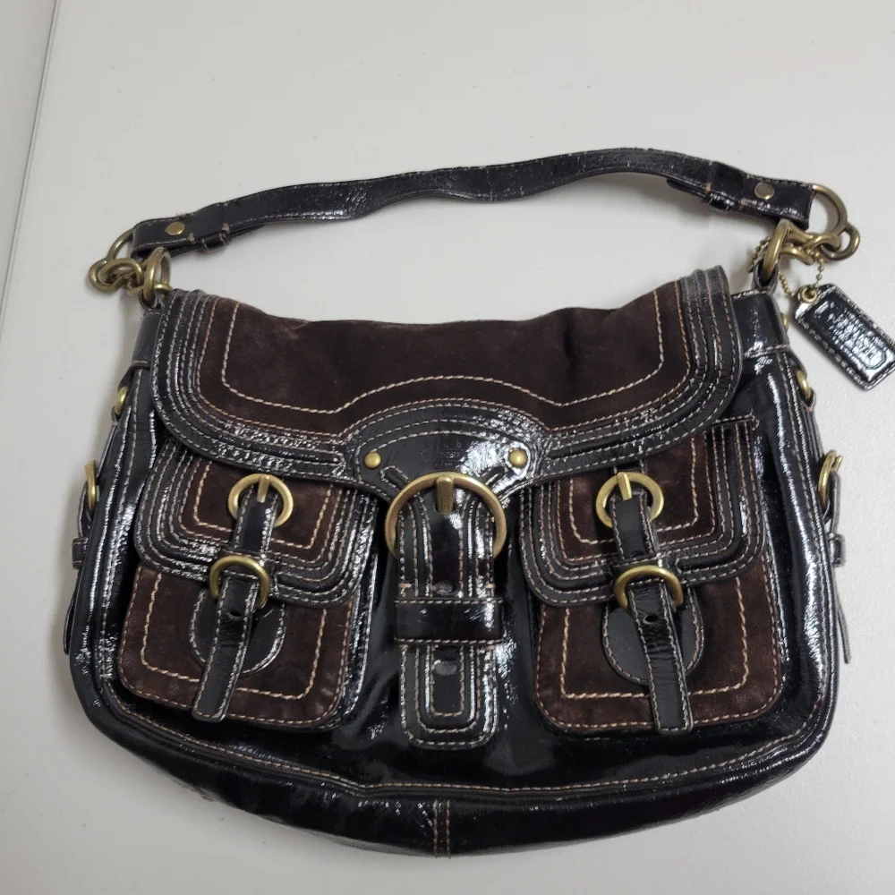 Coach Vintage Legacy Garcia Hobo Shoulder Bag Patent Brown Leather. - Picture 8 of 16